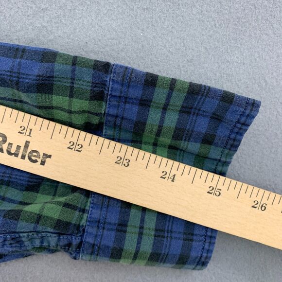 J. Crew Button Down Shirt Mens Large Plaid Green Blue Long Sleeved Black Watch - Picture 11 of 16